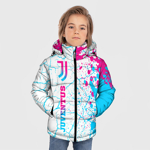 Зимняя куртка для мальчика Juventus neon gradient style по-вертикали / 3D-Черный – фото 3