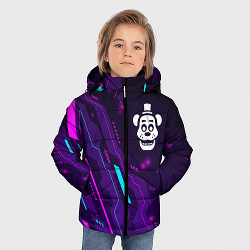 Зимняя куртка для мальчика FNAF neon gaming / 3D-Черный – фото 3