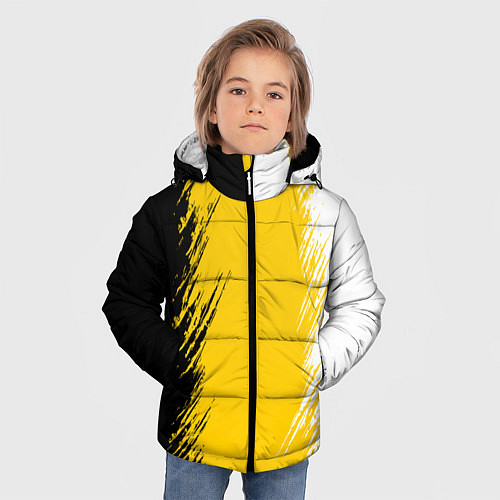 Зимняя куртка для мальчика Имперский флаг России штрихи / 3D-Черный – фото 3