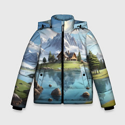 Зимняя куртка для мальчика Чудесный день на берегу озера в горах