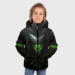 Куртка зимняя для мальчика Яркая зеленая абстрактная конструкция в стиле nvid, цвет: 3D-черный — фото 2