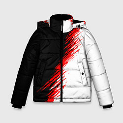 Зимняя куртка для мальчика Черные красные и белые штрихи красок