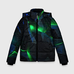 Зимняя куртка для мальчика Объемная геометрическая зеленая неоновая абстракци