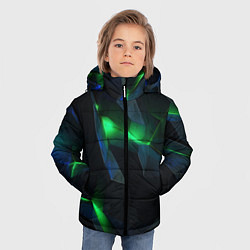 Куртка зимняя для мальчика Объемная геометрическая зеленая неоновая абстракци, цвет: 3D-черный — фото 2