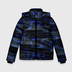 Куртка зимняя для мальчика Темно синие карбоновые волны, цвет: 3D-красный