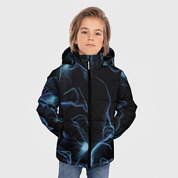 Куртка зимняя для мальчика Синие неоновые молнии, цвет: 3D-черный — фото 2
