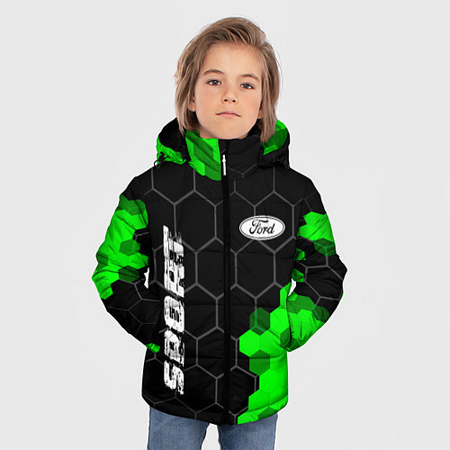 Зимняя куртка для мальчика Ford green sport hexagon / 3D-Черный – фото 3