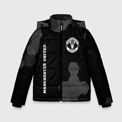 Куртка зимняя для мальчика Manchester United sport на темном фоне вертикально, цвет: 3D-черный