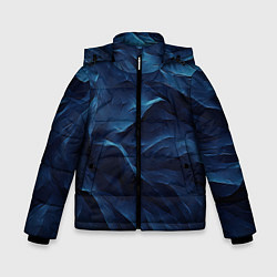 Куртка зимняя для мальчика Синие глубокие абстрактные волны, цвет: 3D-черный