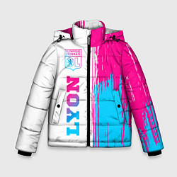 Куртка зимняя для мальчика Lyon neon gradient style по-вертикали, цвет: 3D-черный
