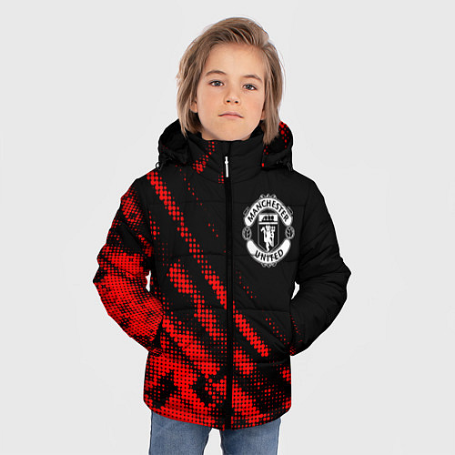 Зимняя куртка для мальчика Manchester United sport grunge / 3D-Красный – фото 3