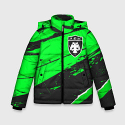 Куртка зимняя для мальчика AEK Athens sport green, цвет: 3D-черный