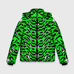 Куртка зимняя для мальчика Агрессивный зелёный паттерн, цвет: 3D-красный
