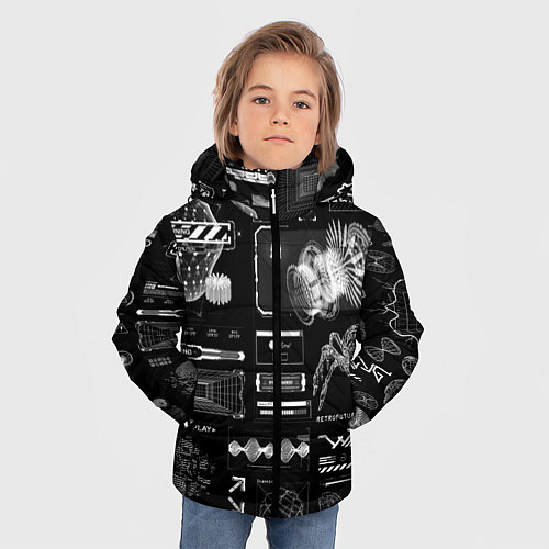 Зимняя куртка для мальчика Паттерн киберинтерфейса / 3D-Черный – фото 3