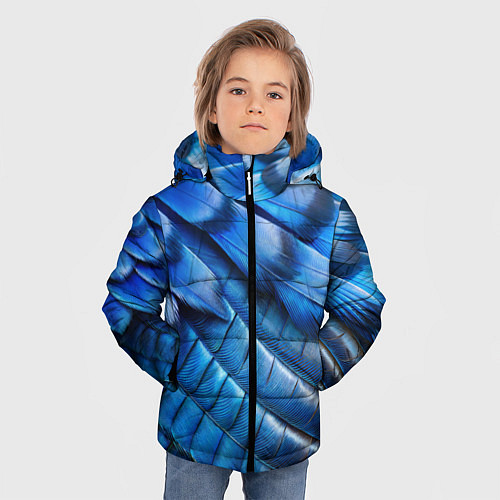 Зимняя куртка для мальчика Перья птицы сойка / 3D-Черный – фото 3