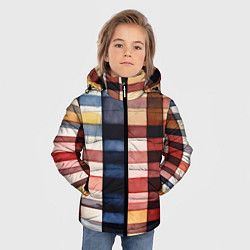 Куртка зимняя для мальчика Акварельная клетка, цвет: 3D-светло-серый — фото 2