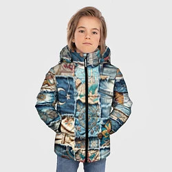 Куртка зимняя для мальчика Пэчворк из Турции, цвет: 3D-светло-серый — фото 2