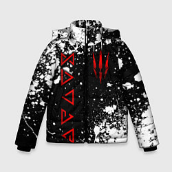 Куртка зимняя для мальчика Знаки из Ведьмака - белые брызги, цвет: 3D-светло-серый
