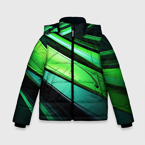 Зимняя куртка для мальчика Абстрактные геометрические плавные линии минимализ / 3D-Светло-серый – фото 1