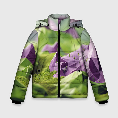 Зимняя куртка для мальчика Геометрический пейзаж фиолетовый и зеленый / 3D-Светло-серый – фото 1