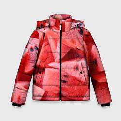 Куртка зимняя для мальчика Арбузные ломти, цвет: 3D-черный