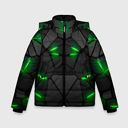 Куртка зимняя для мальчика Броня в стиле киберпанка в виде плит, цвет: 3D-черный