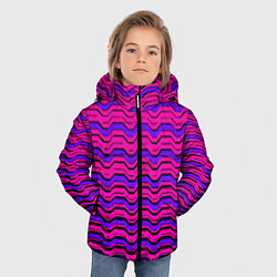 Куртка зимняя для мальчика Розовые линии и чёрные полосы, цвет: 3D-черный — фото 2