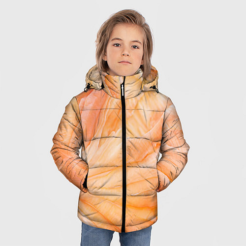 Зимняя куртка для мальчика Мандарин абстракция акварель / 3D-Красный – фото 3