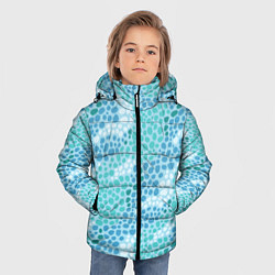 Куртка зимняя для мальчика Океанские волны из синих и бирюзовых камней, цвет: 3D-светло-серый — фото 2