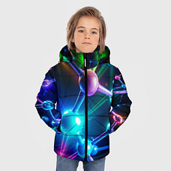 Куртка зимняя для мальчика Молекулярная структура - неоновая, цвет: 3D-черный — фото 2