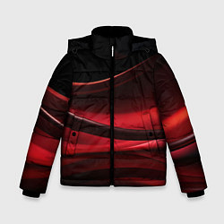Куртка зимняя для мальчика Темная красная абстракция на черном фоне, цвет: 3D-черный