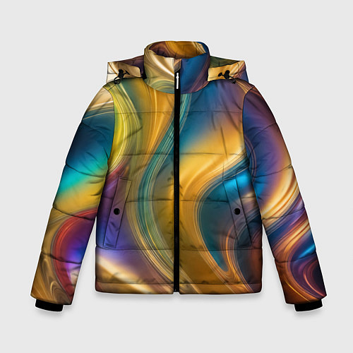 Зимняя куртка для мальчика Жидкий разноцветный металл / 3D-Светло-серый – фото 1
