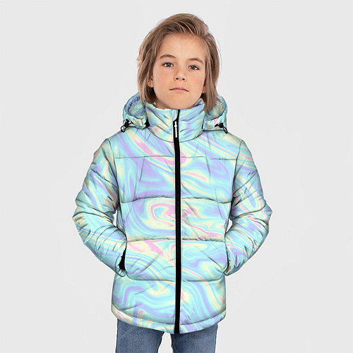 Зимняя куртка для мальчика Жидкая абстракция / 3D-Черный – фото 3