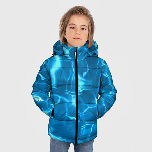 Зимняя куртка для мальчика Водная гладь текстура / 3D-Красный – фото 3