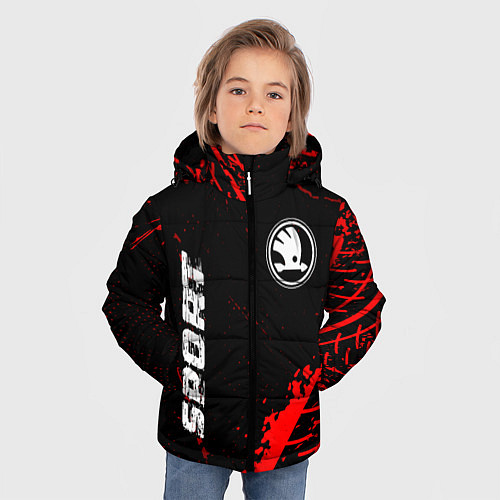 Зимняя куртка для мальчика Skoda red sport tires / 3D-Черный – фото 3