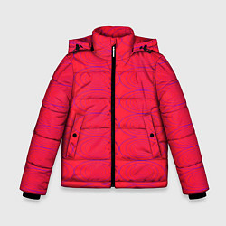 Куртка зимняя для мальчика Паттерн из овалов на алом красном, цвет: 3D-светло-серый