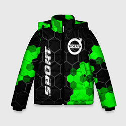 Куртка зимняя для мальчика Volvo green sport hexagon, цвет: 3D-черный