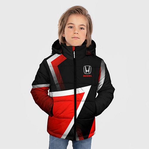 Зимняя куртка для мальчика Honda - красные треугольники / 3D-Черный – фото 3