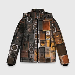 Куртка зимняя для мальчика Винтажные колонки, цвет: 3D-светло-серый
