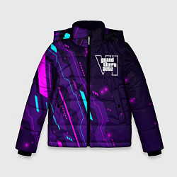 Куртка зимняя для мальчика GTA6 neon gaming, цвет: 3D-черный