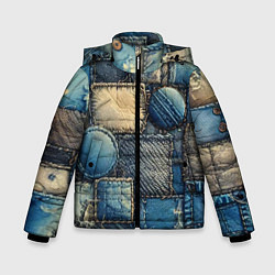 Куртка зимняя для мальчика Denim patchwork - ai art, цвет: 3D-светло-серый