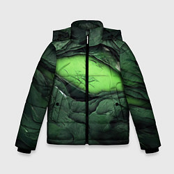 Куртка зимняя для мальчика Разрез на зеленой абстракции, цвет: 3D-светло-серый