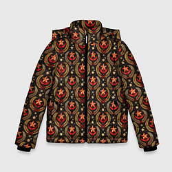 Куртка зимняя для мальчика Паттерн СССР черный фон, цвет: 3D-светло-серый