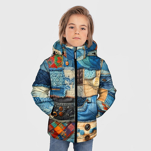 Зимняя куртка для мальчика Vanguard denim patchwork - ai art / 3D-Черный – фото 3