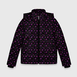 Куртка зимняя для мальчика Чёрный с сиреневыми звёздочками, цвет: 3D-черный