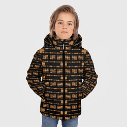 Куртка зимняя для мальчика Коричневые кирпичики на чёрном фоне, цвет: 3D-светло-серый — фото 2