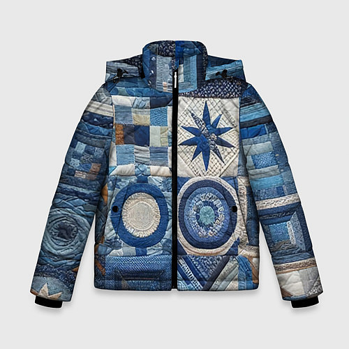 Зимняя куртка для мальчика Denim patchwork - ai art / 3D-Светло-серый – фото 1