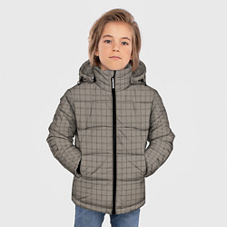Куртка зимняя для мальчика Серый бежевый в клетку, цвет: 3D-светло-серый — фото 2