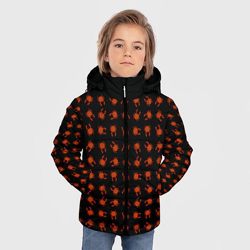 Зимняя куртка для мальчика Крабики на черном фоне / 3D-Черный – фото 3