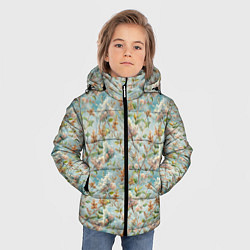 Куртка зимняя для мальчика Сирень цветы паттерн, цвет: 3D-черный — фото 2
